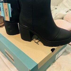 TOMS Black Heeled Boots for Women